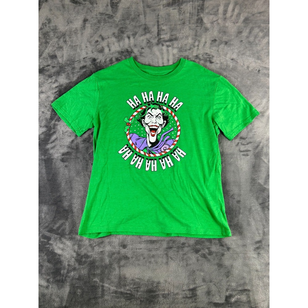 DC Comics Batman Joker Christmas‎ Graphic T-Shirt Green Size Medium Holiday Tee